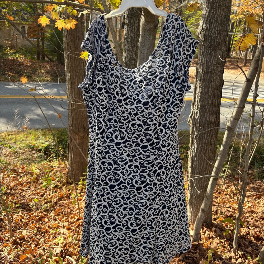 BeBop Navy and White Lace Dress